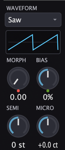 The SEMI and MICRO knobs in the waveform column of the KA-303