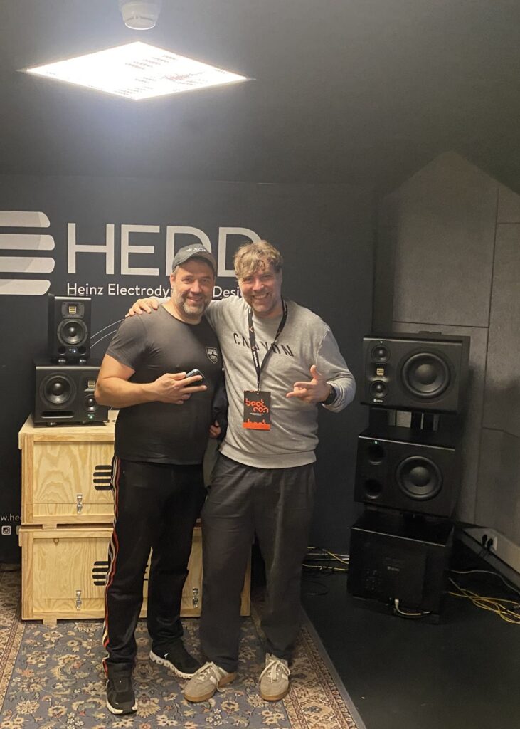 Frank Hahn with Lars Hemmerling at the HEDD Audio booth at Beatcon 2026